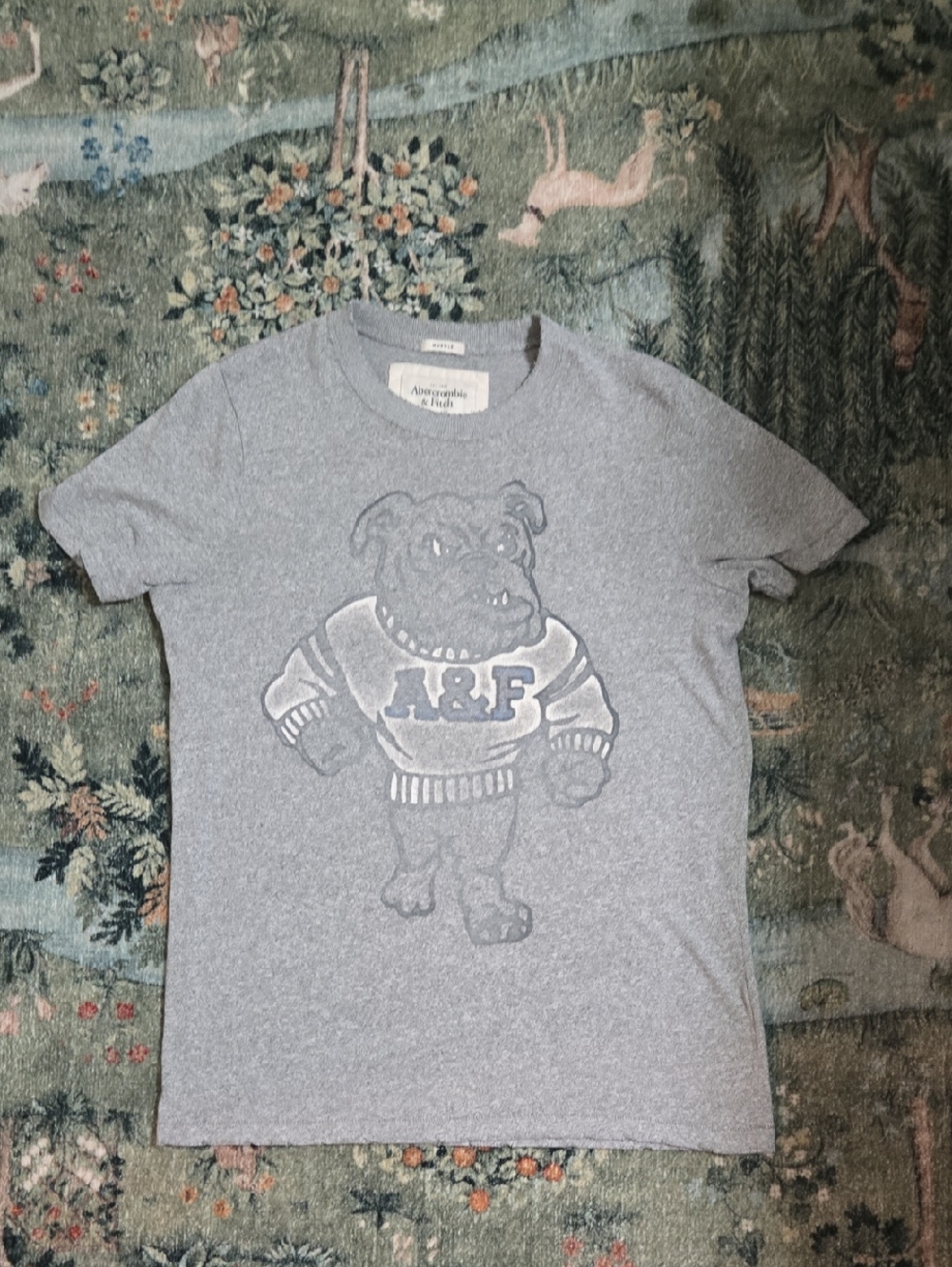 Abercrombie & Fitch Gray Bulldog Logo Tee